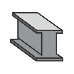 Steel I-Beam Construction Material on White Background Illustration