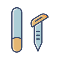 Iconic manicure nail file and cuticle pusher illustration isolated