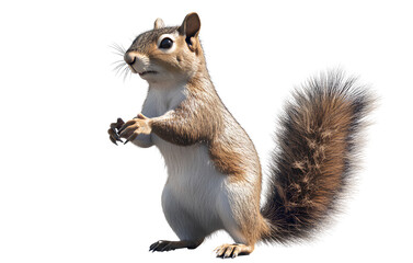 Fototapeta premium Squirrel standing on its hind legs, transparent background