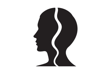 Double Face Optical Illusion Silhouette Male and Female Head Profile Icon Vector