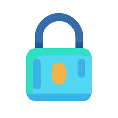 Stylized blue padlock on White backdrop representing data security