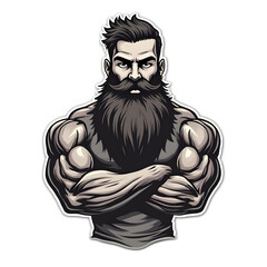 Beard man gym fitness exercise vector illustration background isolated white 