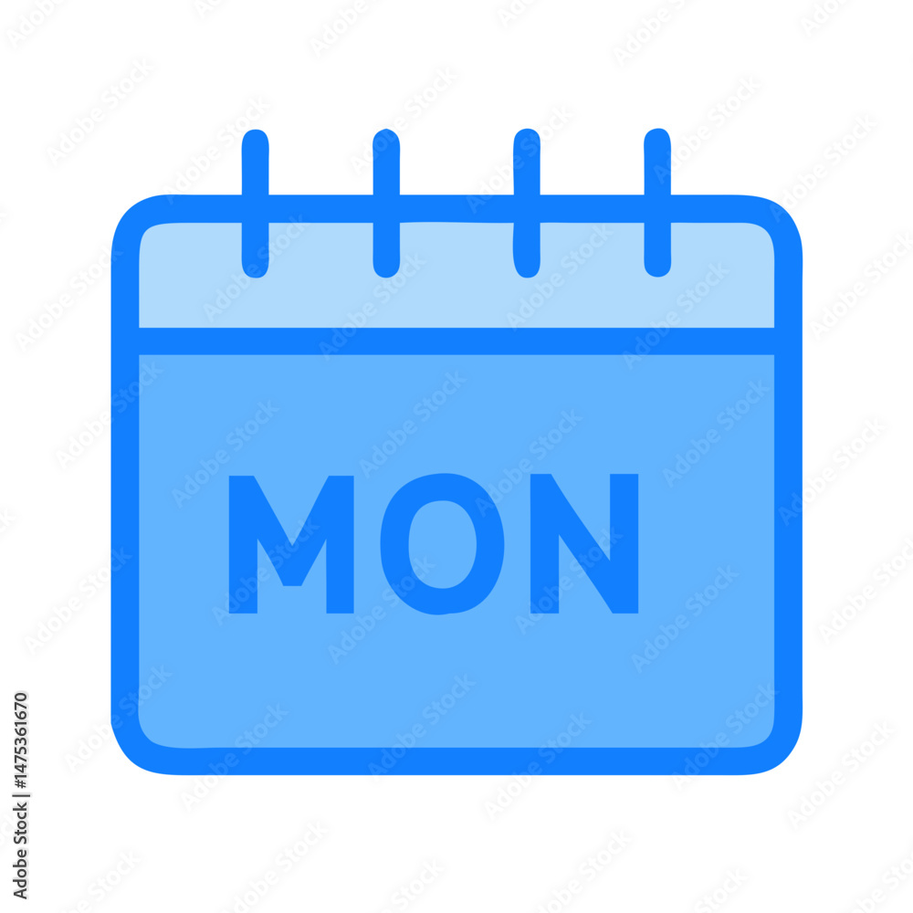 Poster vector calendar icon representing monday in a simplistic style