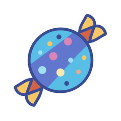 Colorful wrapped candy illustration with dots and stripes design