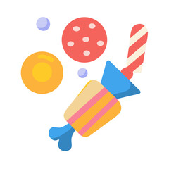 Colorful Candy Flat Vector Illustration on Black Background