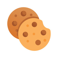 Two delicious chocolate chip cookies flat vector illustration isolated