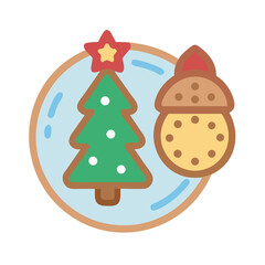 Gingerbread cookie with Christmas tree and acorn decoration