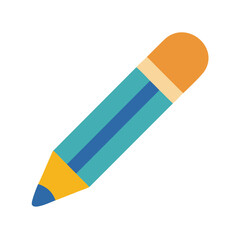Isolated illustration of a blue and yellow wooden pencil