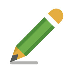 Flat design green pencil drawing a gray line art
