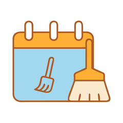 Cleaning schedule calendar icon for task management or planning