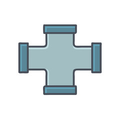 Illustration of a blue cross pipe fitting on White Background