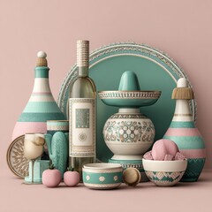 Festive Pastel Icon Set for Celebrating Fiestas Patrias in Peru