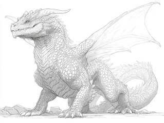 Detailed grayscale drawing of a mythical creature.