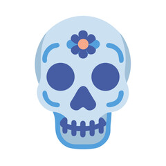 Stylized sugar skull illustration with a flower on forehead