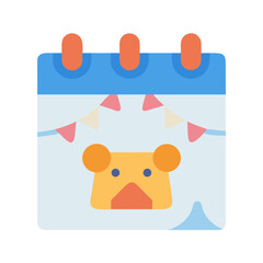 Fun event calendar with bear decoration in blue tones