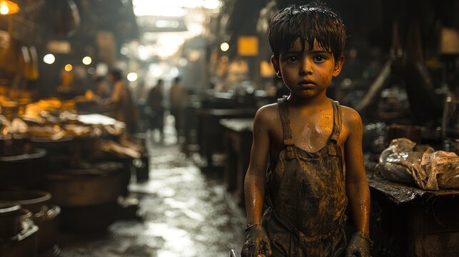 Child's Gaze Poverty and Resilience in the Heart of a Bustling Market