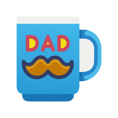 Cute blue coffee mug for dad with mustache