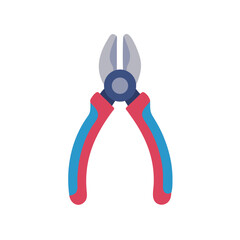 Isolated flat graphic of wire cutters on a White Background