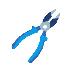 Flat vector illustration of blue pliers against White Background