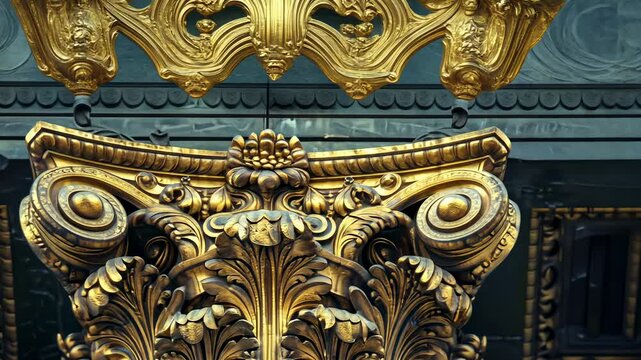 Ornate Gilded Capital of a Column: Architectural Detail