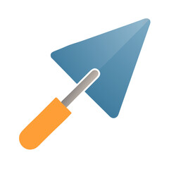 Cartoon trowel construction tool isolated on a White Background