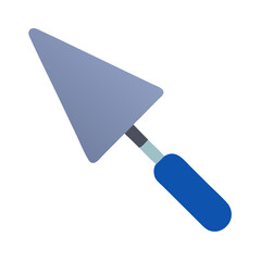Isolated blue pointing trowel tool against stark black backdrop