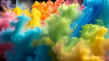 Acrylic paint exploding in water creating colorful abstract shapes and textures, perfect for backgrounds and creative projects. - Powered by Adobe