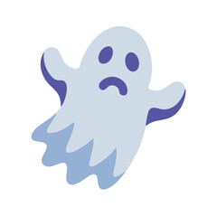 Sad ghost hovering on a black background illustration art