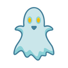 Simple cartoon ghost with a cute expression for Halloween