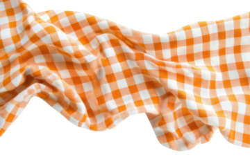 Orange Checkered Fabric isolated on a transparent background