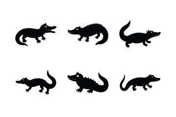 set of crocodile  silhouettes