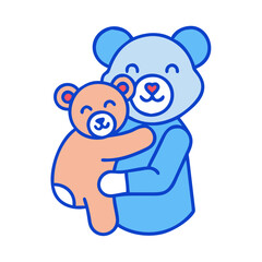 Obraz premium Cartoon teddy bear hugging a smaller bear with love