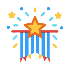 Festive stars and stripes emblem celebration background icon design