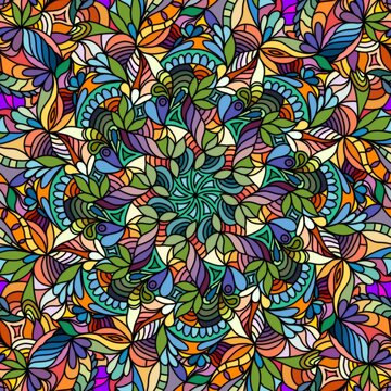 Colourful zentangle doodle seamless pattern.