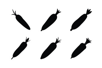 daikon black silhouette of long daikon radis