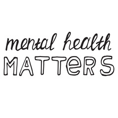 hand-drawn lettering of the phrase Mental Health Matters. mental health awareness, posters, and social media content.for wellness blogs, therapy promotions, or inspirational digital materials.