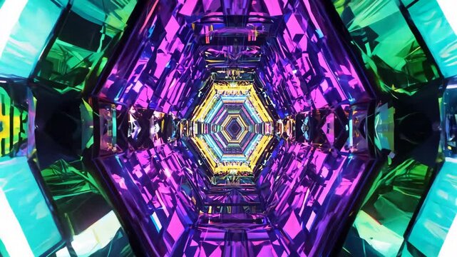 Kaleidoscopic neon effects tunne