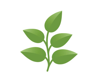 Green sprout with five leaves illustration in green colors. Spring, planting and nature design element. Isolated vector image