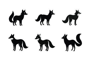 black silhouettes of fox