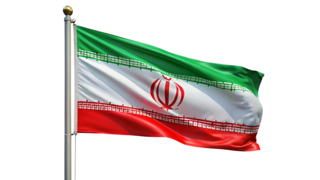 flag of iran isolated white background