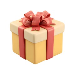 Obraz premium Stylized gift box with red ribbon and bow isolated on white background, festive present illustration.