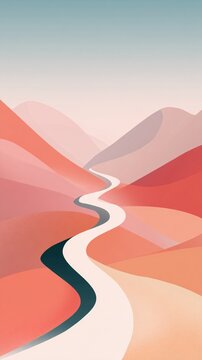 Surreal Abstract Landscape with Twisting Road and Soft Gradients