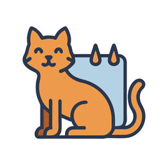 Smiling cat sitting next to a calendar vector graphic