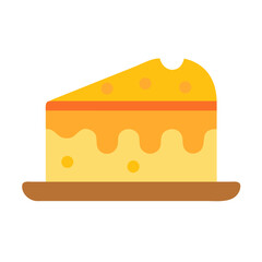 Flat illustration of delicious cake slice against black background