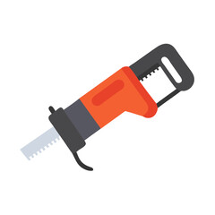 Isolated reciprocating saw illustrates construction and manual labor concept