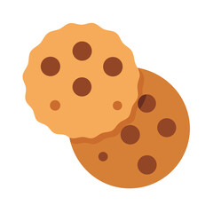 Two chocolate chip cookies on a black background illustration