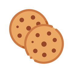 Two chocolate chip cookies on a black background