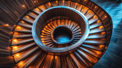Fototapeta premium Spiraling Wooden Staircase