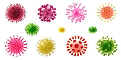 microbes and viruses isolated on white background PNG
