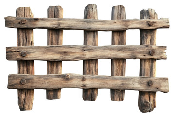 Rustic Wooden Fence isolated on a transparent background